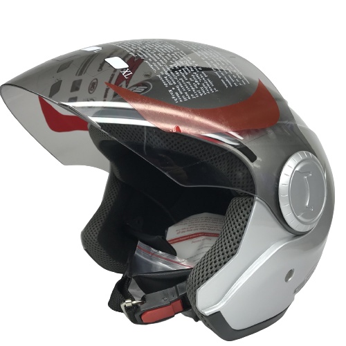 Mũ bảo hiểm trùm 3/4 đầu kính chống lóa cao cấp - GRS A649K bạc bóng - Vòng đầu 57-59cm - CHÍNH HÃNG - BH 12 tháng