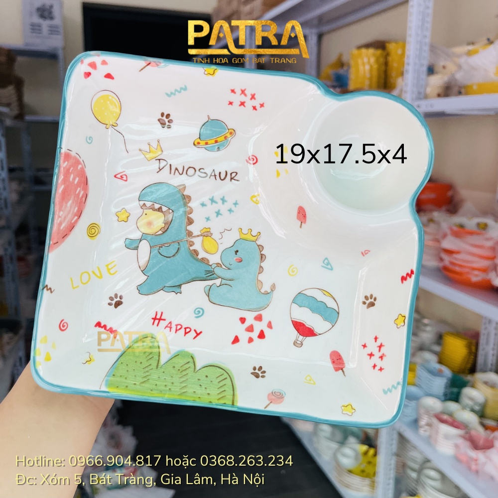 Bộ bát đĩa sứ hình khủng long siêu dễ thương cho bé - chén đĩa cute cho cả gia đình