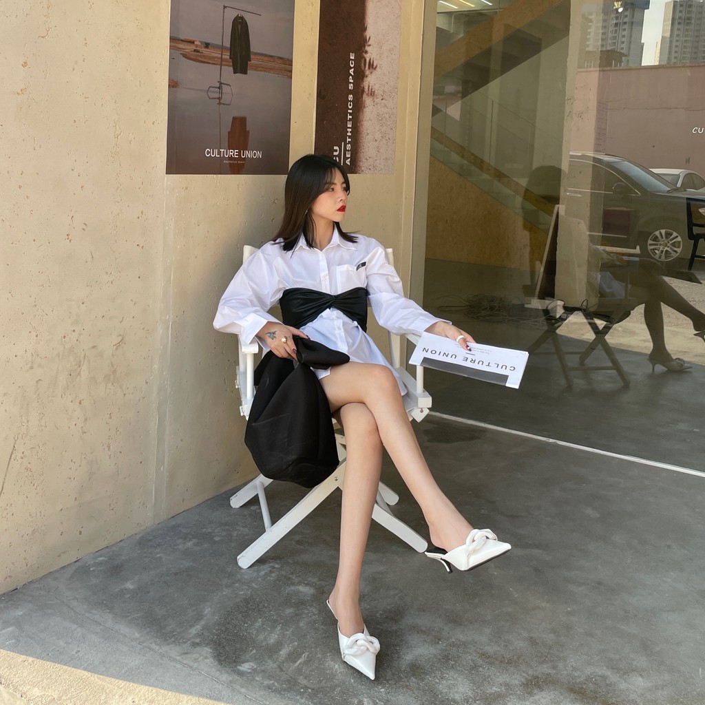 Dép lê mũi nhọn che nửa bàn chân màu kẹo miệng chữ V gót cao vừa thời trang Hàn Quốc kiểu Âu Mỹ 2021 dành cho bạn nữ
