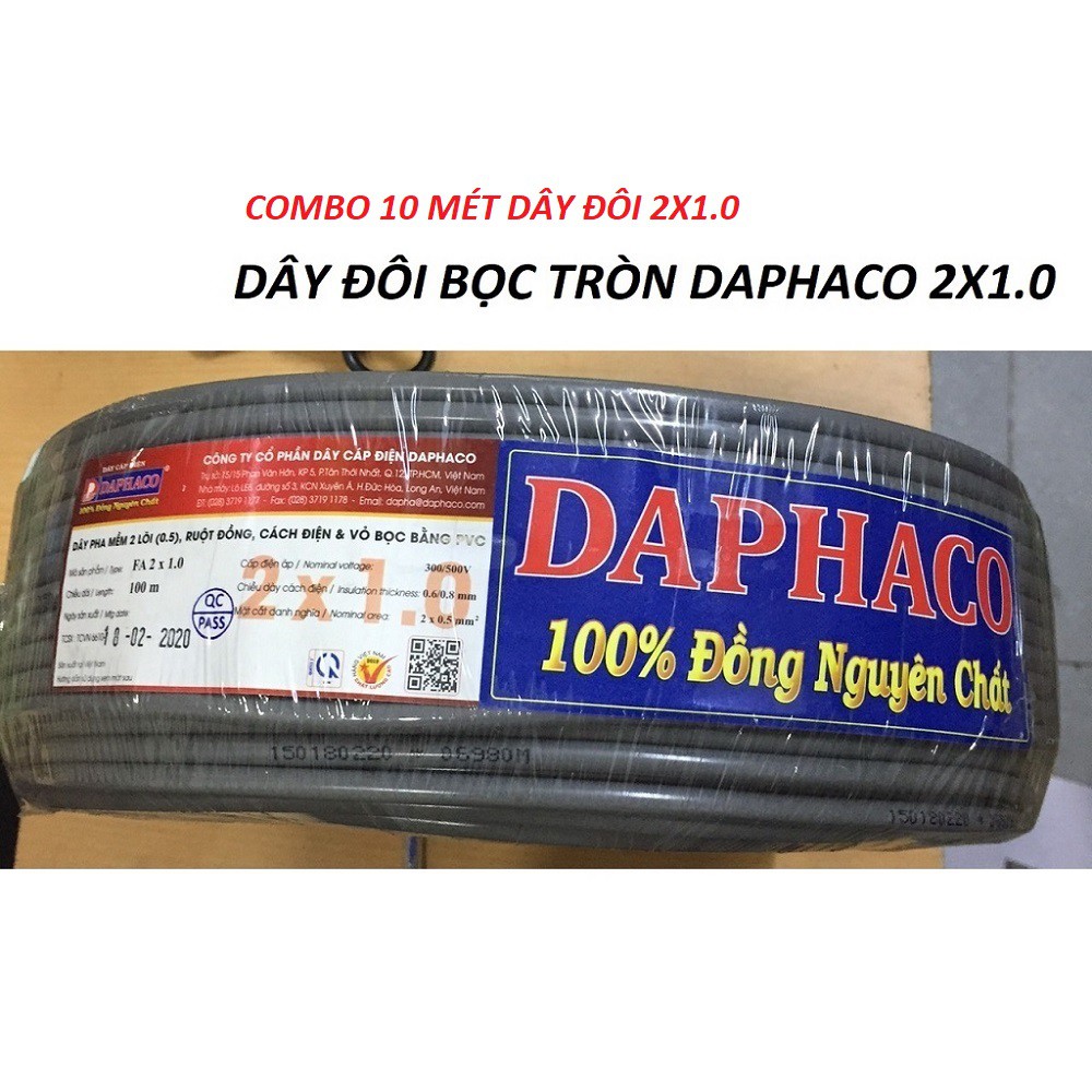 Combo 10m dây đôi có bọc 2x1.0 daphaco