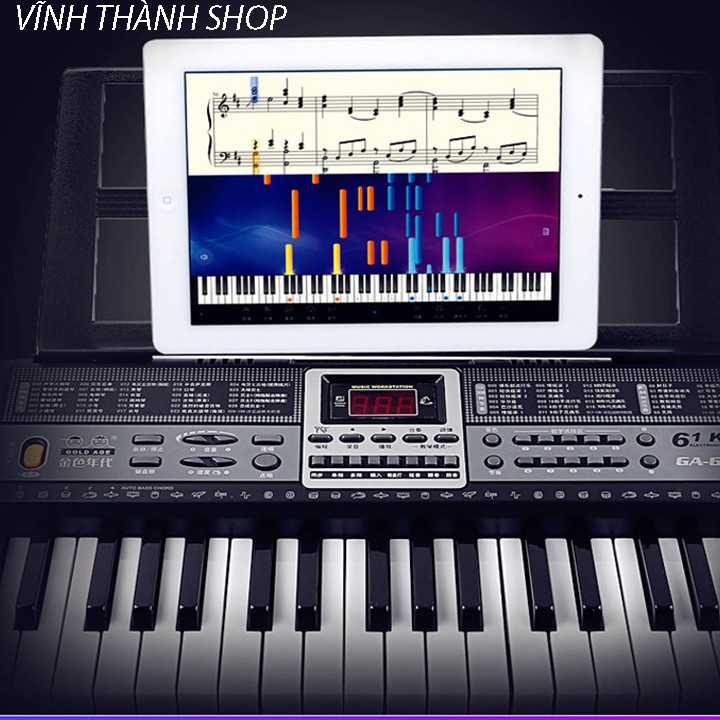 Đàn Piano Điện Đàn Organ Electronic Keyboard Đàn 61 phím kèm phụ kiện mic + sạc + giá để đàn