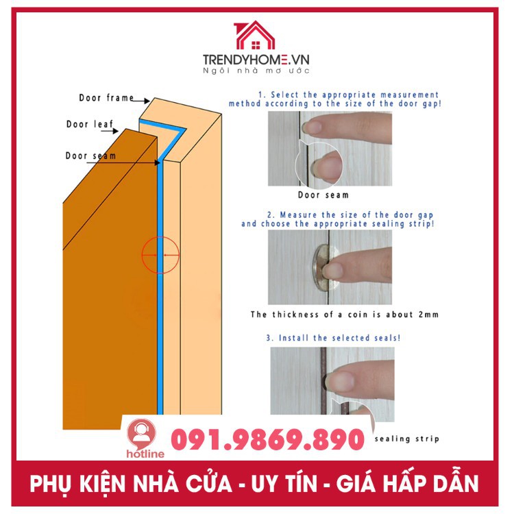 combo 6M Roong, Gioăng cao su chữ I chống ồn, ngăn Bụi cửa Sổ