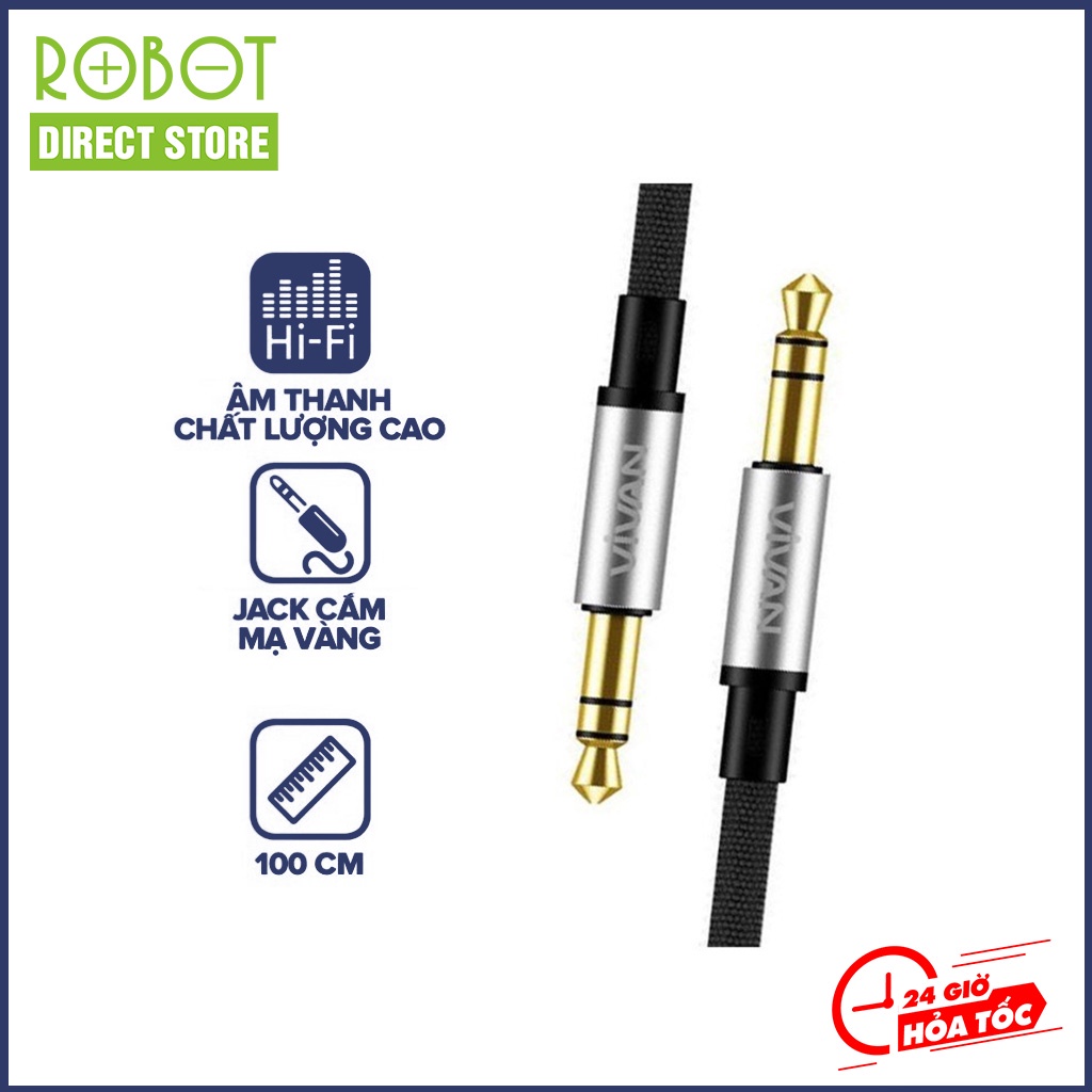 Dây cáp âm thanh AUX Vivan AUX01 Robot Direct Store cổng kết nối jack 3.5mm dài 100M tương thích nhiều loại loa