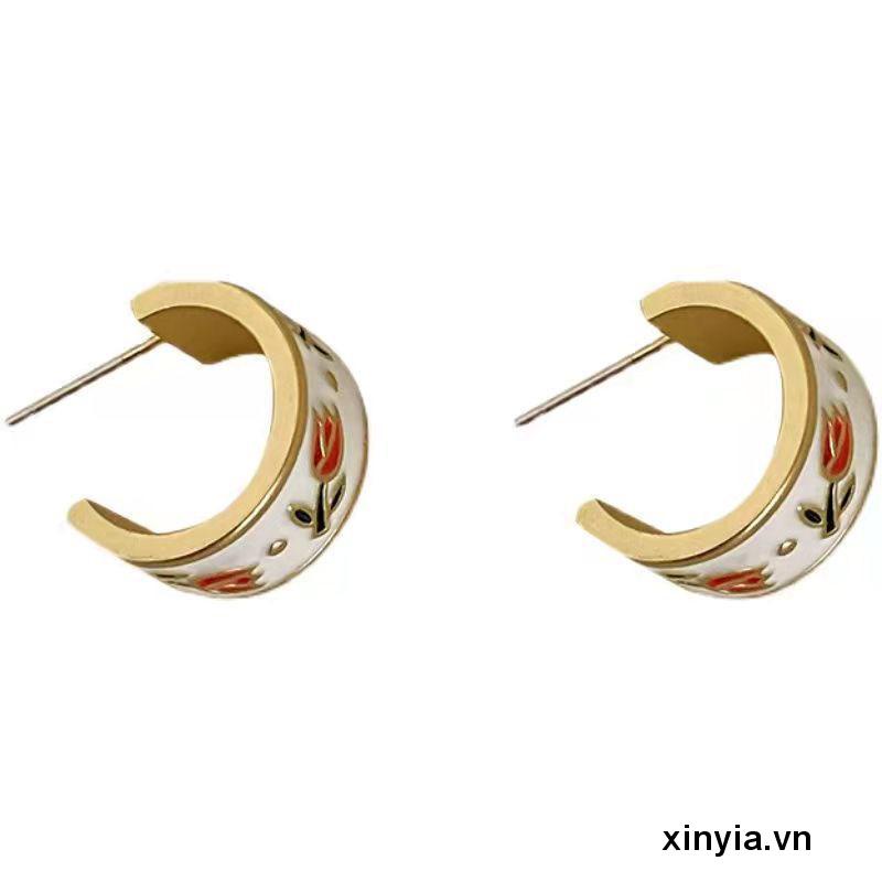 Hoa Tai Mạ Bạc 925 Hình Hoa tulip Xinh Xắn Cho Nữ