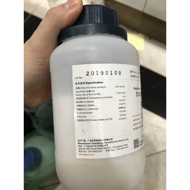 Sodium silicate Xylong natri silicat Na2SiO3.9H2O lọ 500g CAS 13517-24-3 - bột Na2SiO3