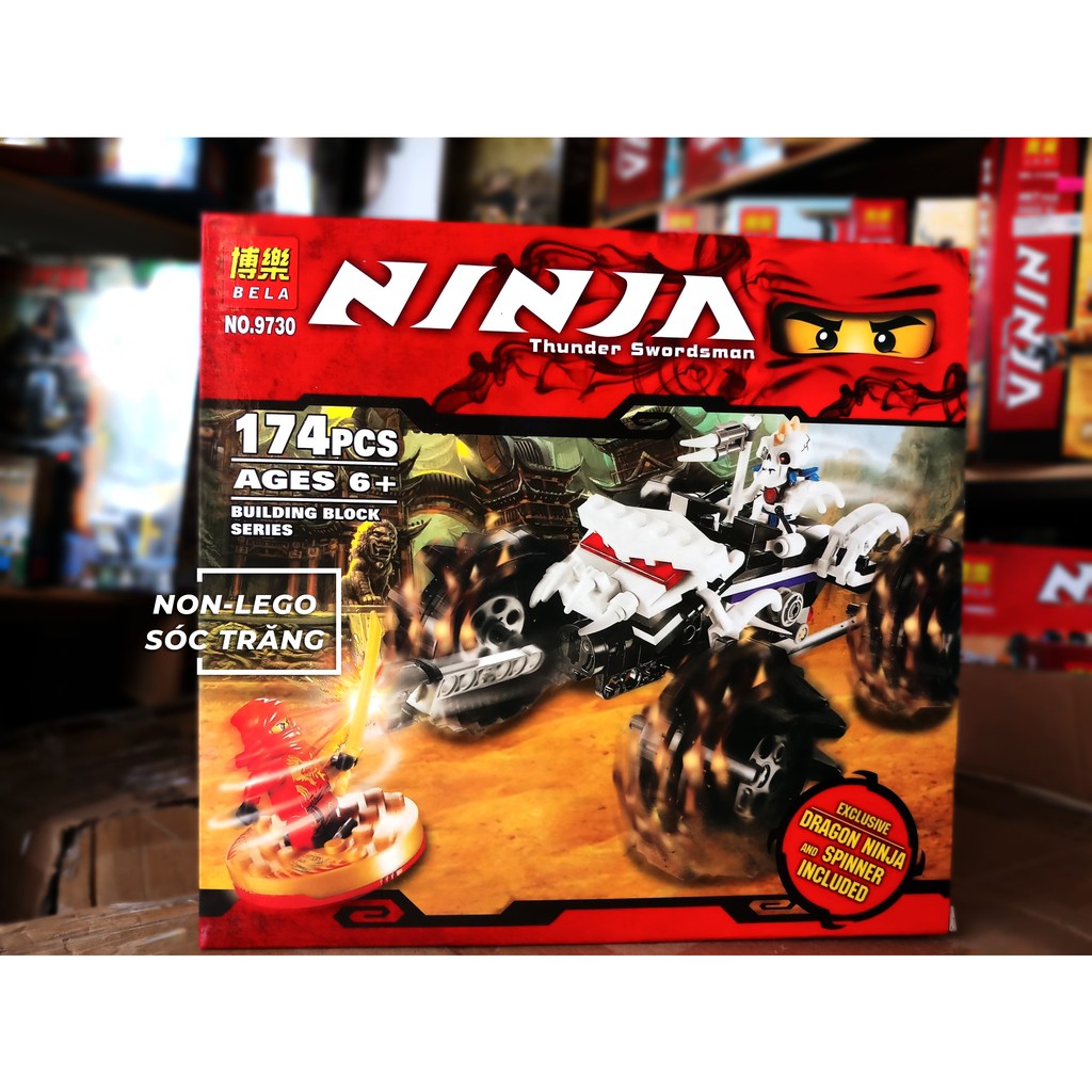 Đồ chơi lắp ráp Non Lego Ninjago Bela 9730 Season Phần 1 Xe Bộ Xương và Minifigures Kai áo Rồng đỏ con quay lốc xoáy