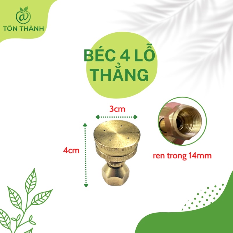 BÉC PHUN 4 5 8 LỖ THẲNG CONG BẰNG ĐỒNG TƯỚI CÂY PHUN THUỐC RĂNG TRONG 14MM