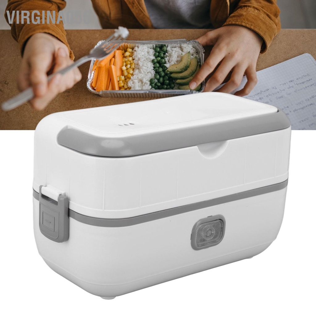 Virgina056 Hộp cơm điện một lớp thép không gỉ bên trong Lót thực phẩm di động hâm nóng cho công việc Đi du lịch bộ đường dài