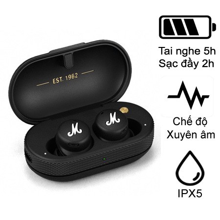 Tai Nghe Bluetooth Nhét Tai Thể Thao Không Dây Marshall Mode II Kết Nối Bluetooth Kèm Mic Bảo Hành 12 Tháng