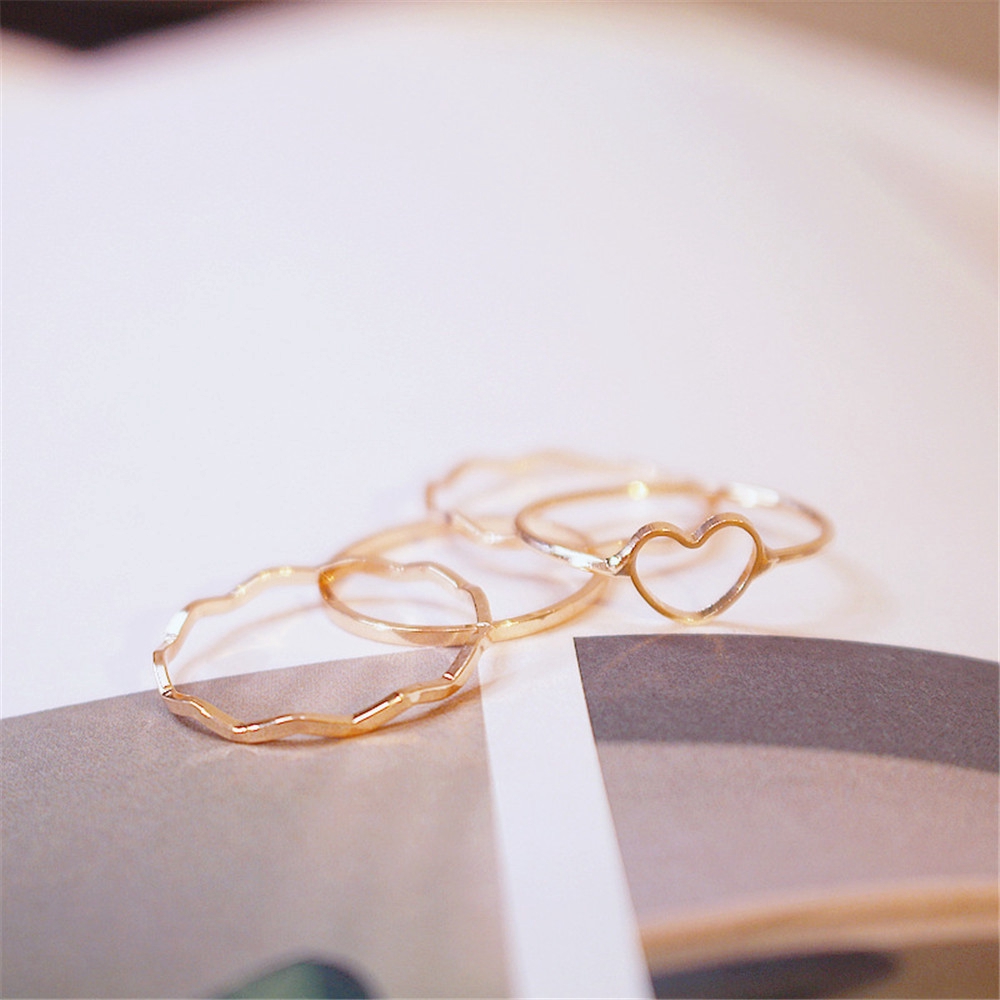 Bộ 4 nhẫn thiết kế đơn giản phong cách Hàn thời trang cho nữ
