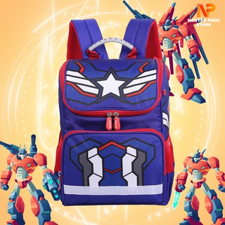Balo Trẻ Em Đi Học Chống Gù Lưng Cho Bé Trai (Xanh Dương Đậm) - Siêu Nhẹ - Họa Tiết Siêu Nhân - Chống Nước Tốt