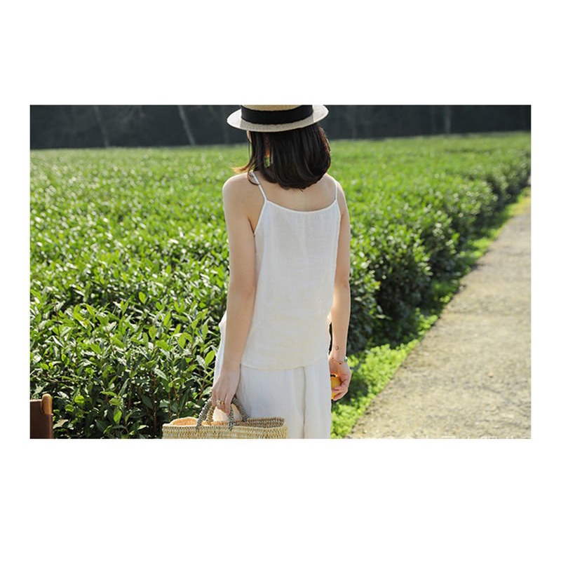 Áo Sát Nách 100% Cotton Dáng Rộng Thêu Họa Tiết Cổ Điển Dễ Phối Đồ Thời Trang Cho Nữ