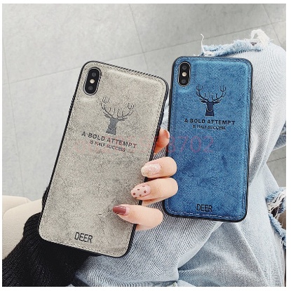Ốp lưng giả da con hươu iphone X/XS Vãi TPU phối vải Da