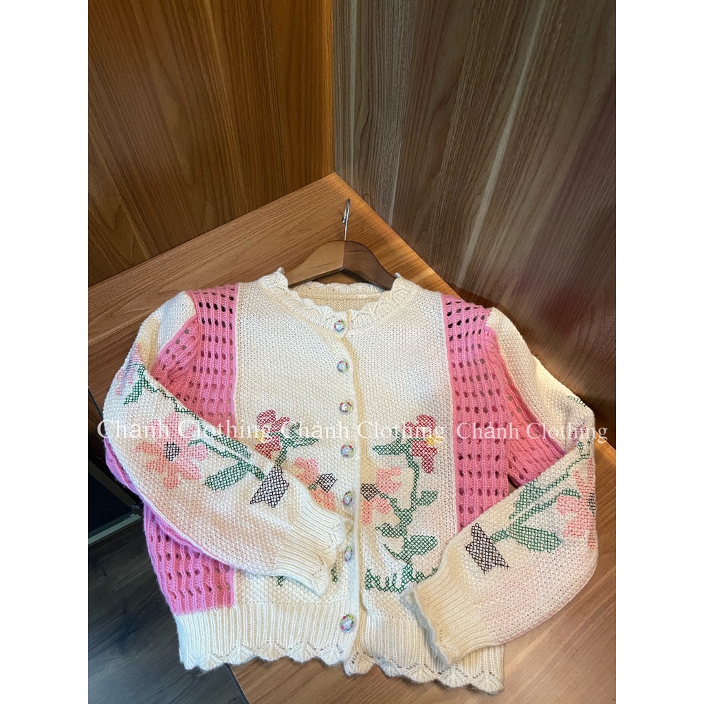 Áo Khoác Len Cardigan Thêu Hoa, Oder taobao, Hàng Quảng Châu