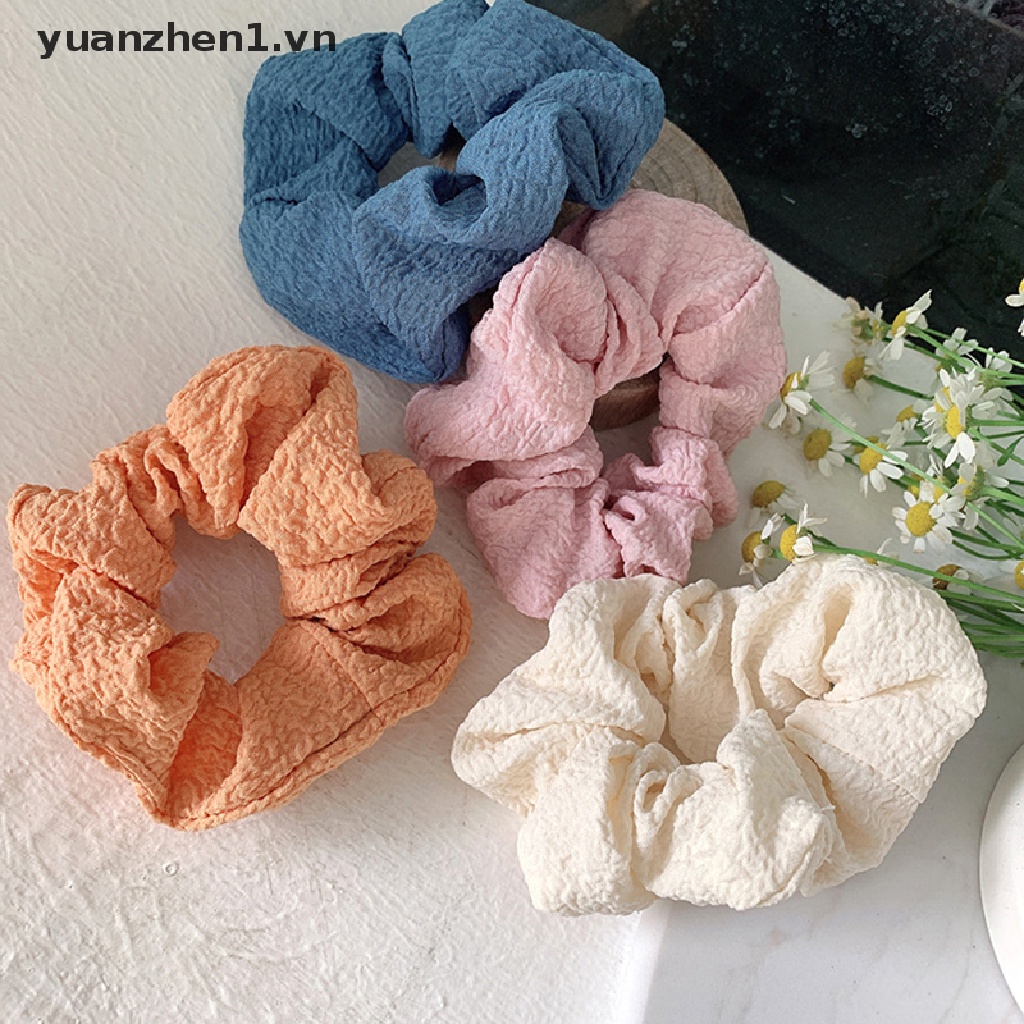 Dây Buộc Tóc Cao Su Co Giãn Màu Trơn Thời Trang Cho Nữ