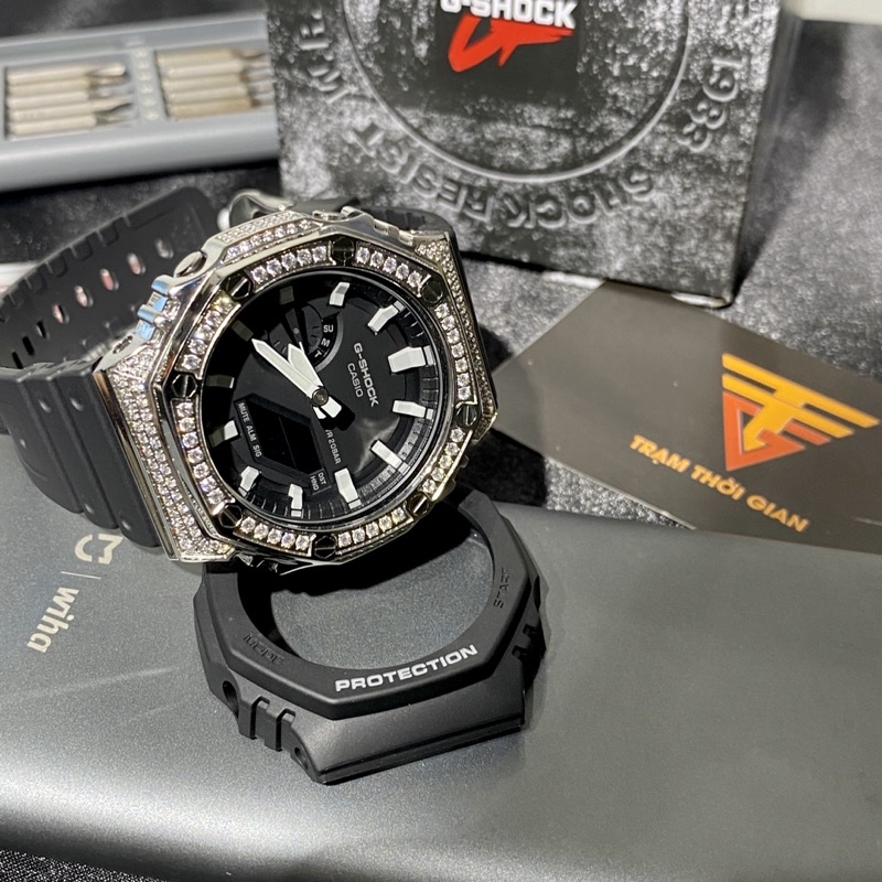 Đồng hồ nam Casio G-shock GA-2100 GA-2100-1A Custom - Kích thước vỏ : 48,5×45,4×11,8mm