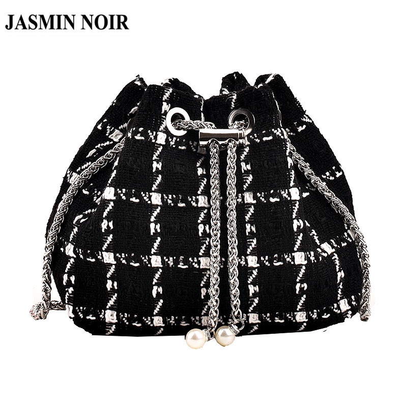 Túi Đeo JASMIN NOIR Chéo Bằng Len Phối Dây Xích Thời Trang Dành Cho Nữ
