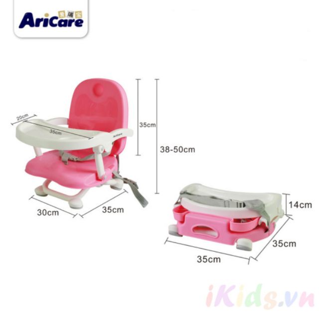 Ghế ăn dặm Aricare điều chỉnh 4 độ cao, tiện mang đi du lịch