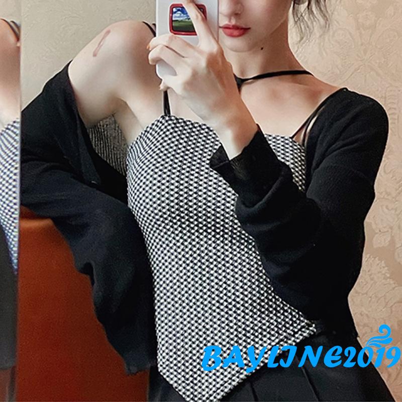 Áo Hai Dây Họa Tiết Ca Rô Thời Trang Dành Cho Nữ