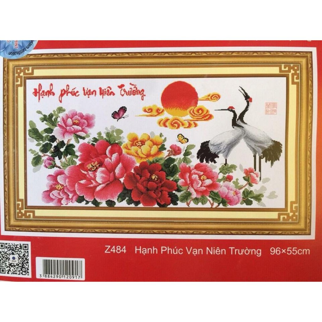 Tranh thêu chữ thập Phú quý trường thọ DLH- YZ4841- Kho Tranh Đồng Nai