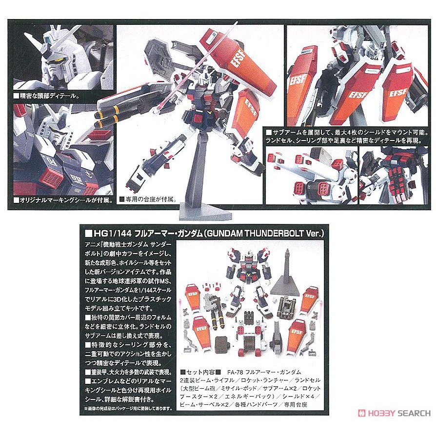 Mô Hình HG Gundam RX-78 Full Armor Thunderbolt 1/144 Bandai Đồ Chơi Lắp Ráp Anime Nhật
