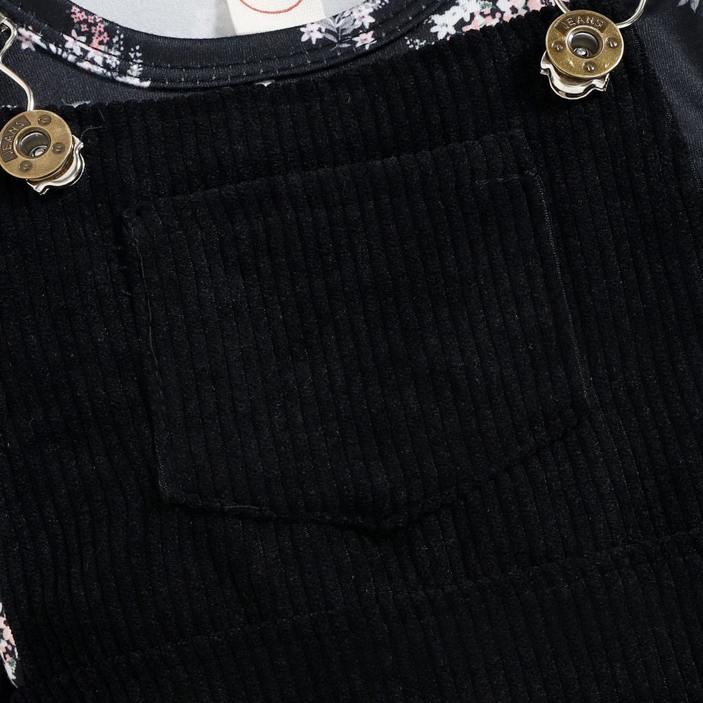 Bộ Áo Liền Quần Tay Dài In Họa Tiết Xinh Xắn Kèm Dây Đeo Thời Trang Mùa Thu Cho Bé Gái