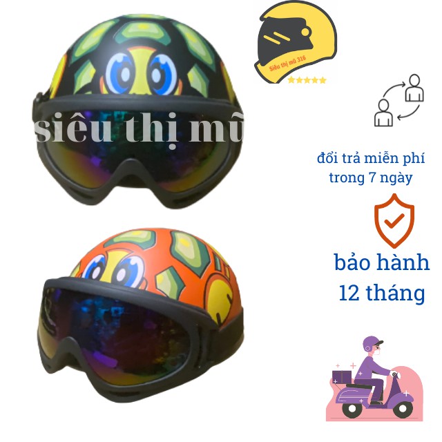 [Freeship+tặng quà]Mũ bảo hiểm nửa đầu ,1/2 tem rùa kèm kính uv,tặng lưỡi bấm  nhiều màu bảo hành 12 tháng