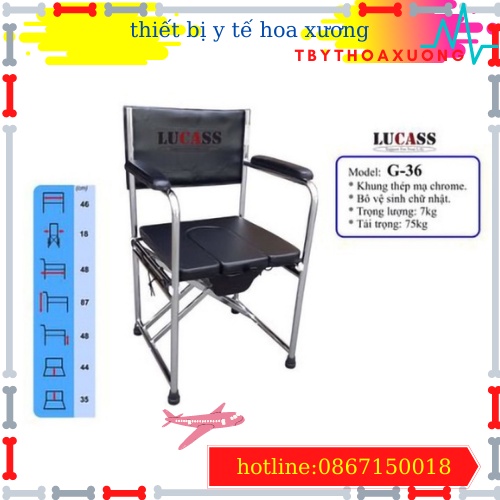 [Hàng Chính Hãng] Ghế Bô Vệ Sinh Cho Người Già Lucass G-36, Măt Nệm , Bô Vuông,Không Bánh Xe,Chống Trơn Trượt
