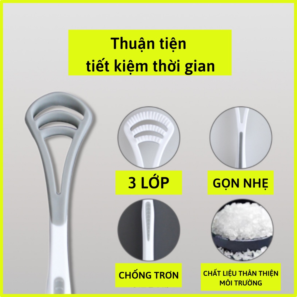 Dụng Cụ Cạo Lưỡi 3 Lớp Ngăn Ngừa Hôi Miệng