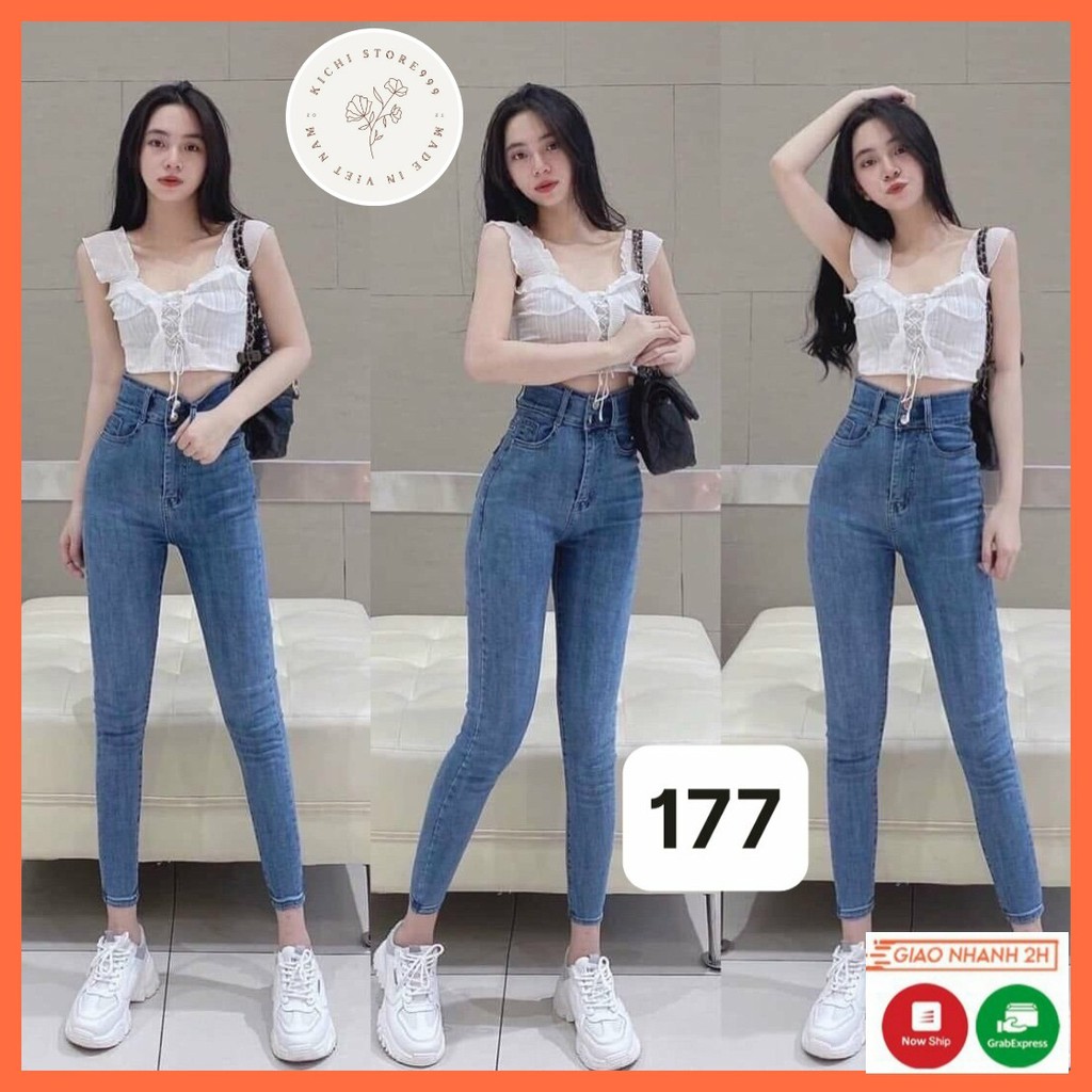 Quần Denim Nữ lưng cao hàng vừa cập bến Kichistore , Quần Jean Nữ lưng cao M208