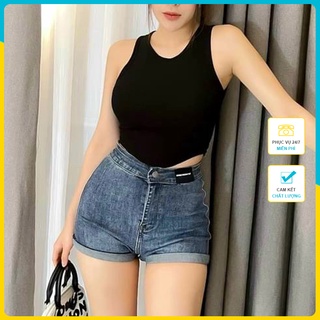 Quần jean nữ, quần short nữ basic cạp da