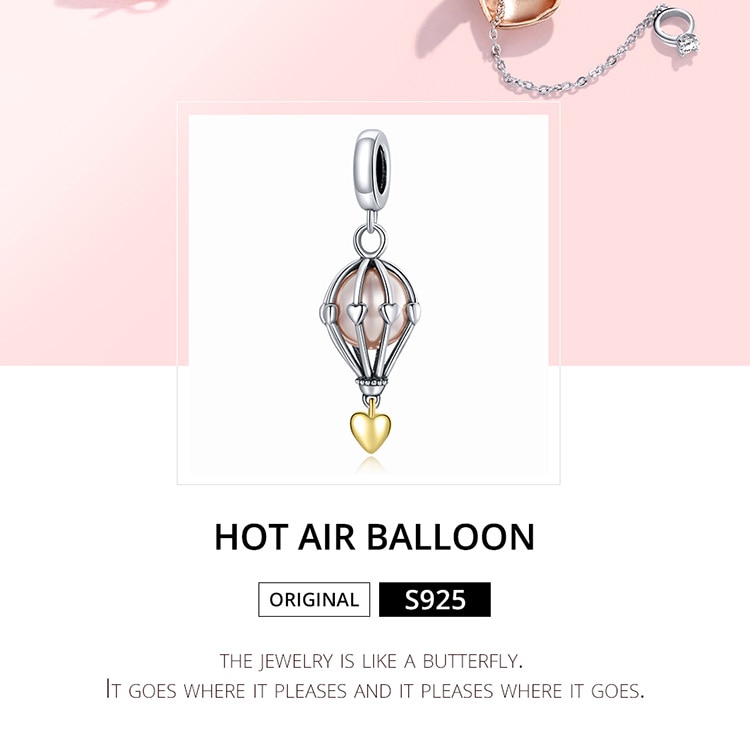 Bamoer 925 real silver air balloon beads charm for DIY bracelet accessories