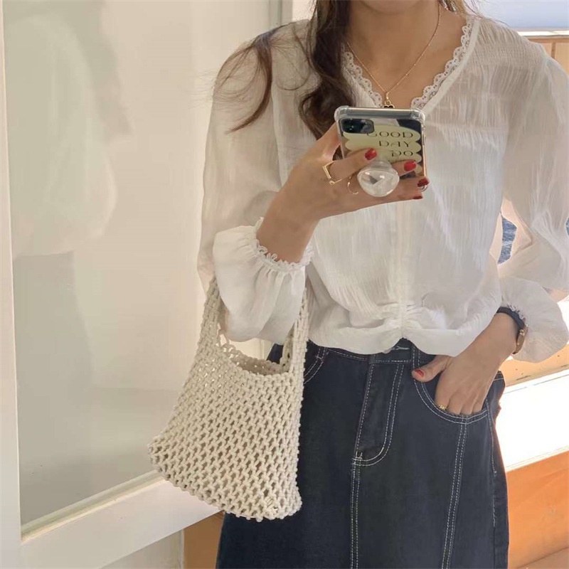 Túi xách nữ Thời trang Hàn Quốc nhỏ dệt rỗng sợi Cotton