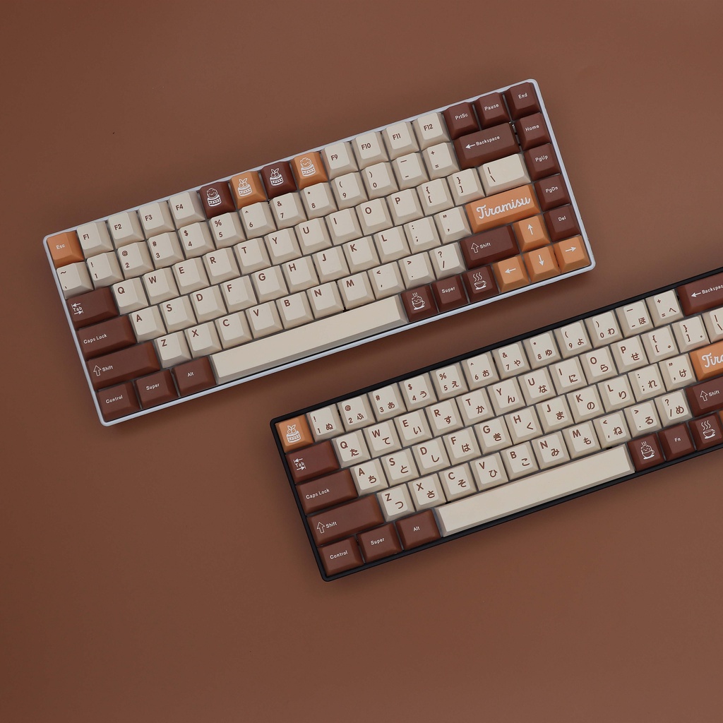 Mathewshop Tiramisu Keycap Cherry profile,Bộ nắp bàn phím Tiramisu 133 phím cherry profile hỗ trợ bố cục 61/64/84/87/98/104/108 phím