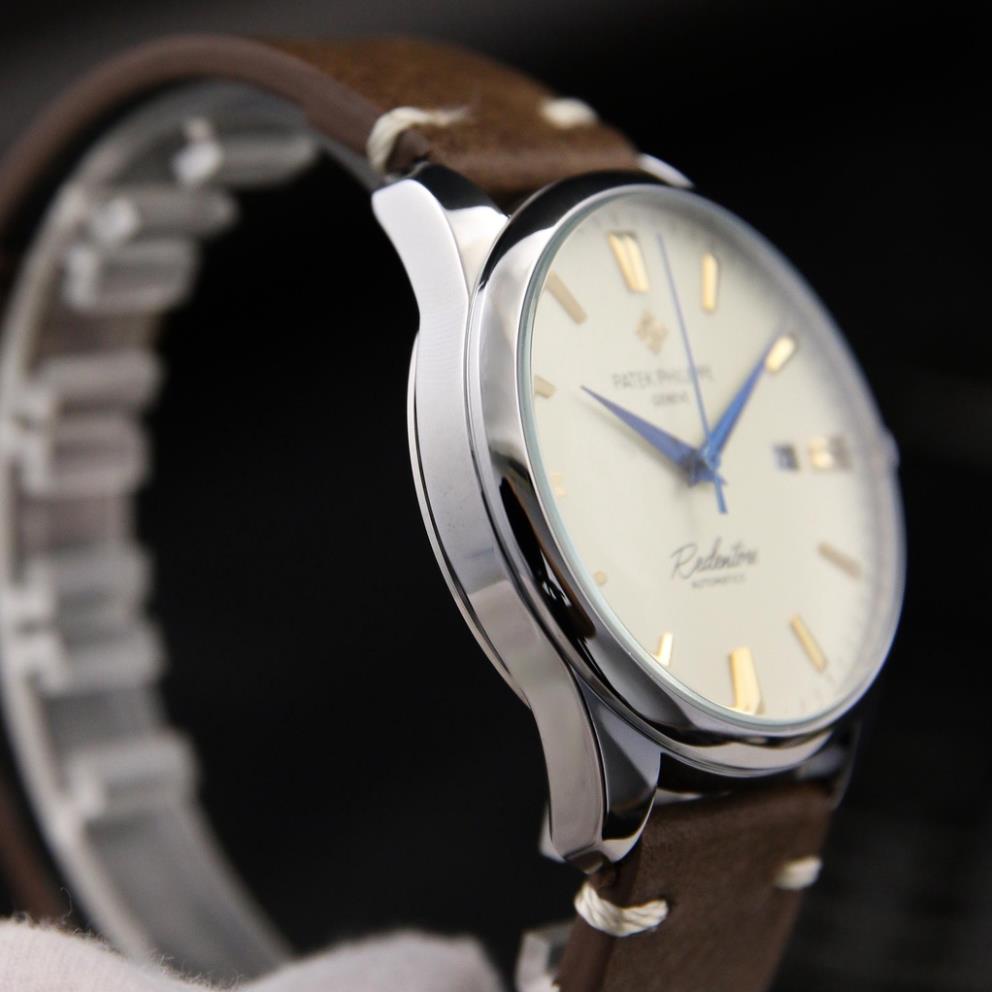 Đồng Hồ Nam Patek Dây Da Bò Mill Cao Cấp - Có Lịch Ngày, - Siêu Mỏng 8mm - Bảo Hành 12 Tháng