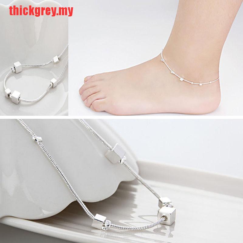 Lắc Chân Mạ Bạc 925 Đính Khối Lập Phương Xinh Xắn | BigBuy360 - bigbuy360.vn