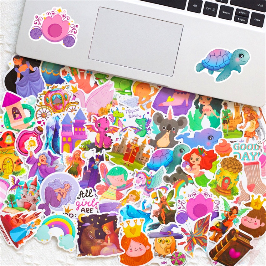 Bộ 100 Cái/Bộ ❉ Miếng Dán Trang Trí Hình Công Chúa Disney Xinh Xắn ❉ Miếng Dán Vẽ Nguệch Ngoạc Thời Trang Chống Nước