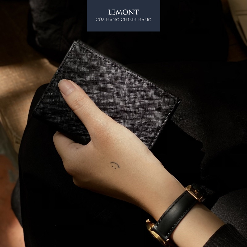 Combo 2 Ví da bò màu Đen - Chính hãng Lemont