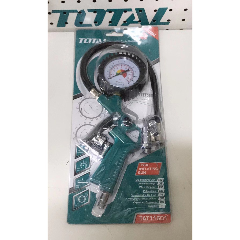 SÚNG BƠM LỐP XE Ô TÔ Dùng Khí Nén Total TAT11601 Có Đồng Hồ Đo -  Áp suất tối đa 320PSI