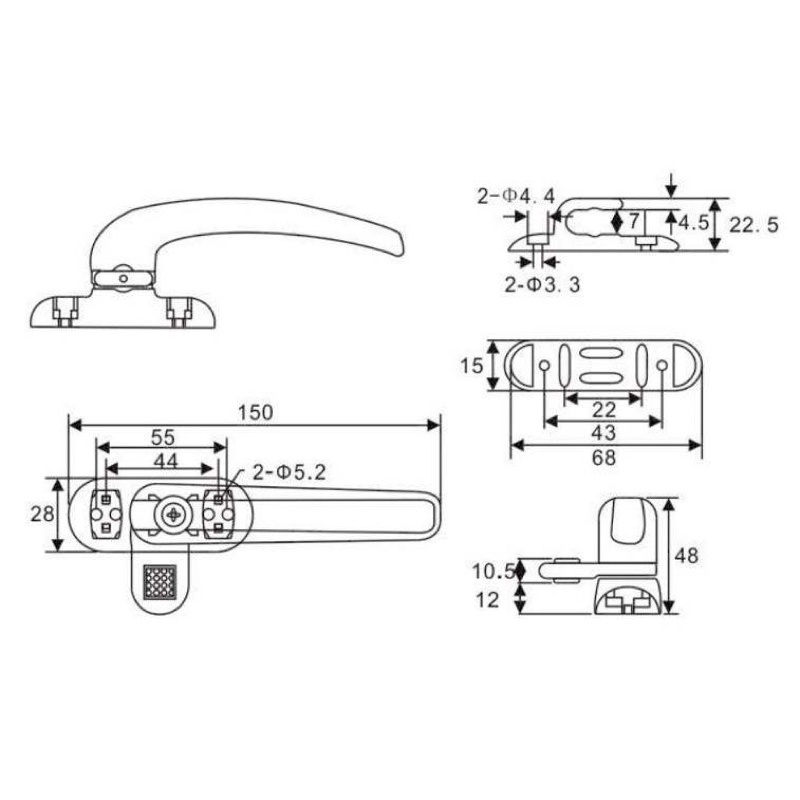 Tay cài cửa nhôm cho cửa sổ mở quay mở hất.Tay Gạt Cửa Sổ- Loại 1 to dày cứng cáp