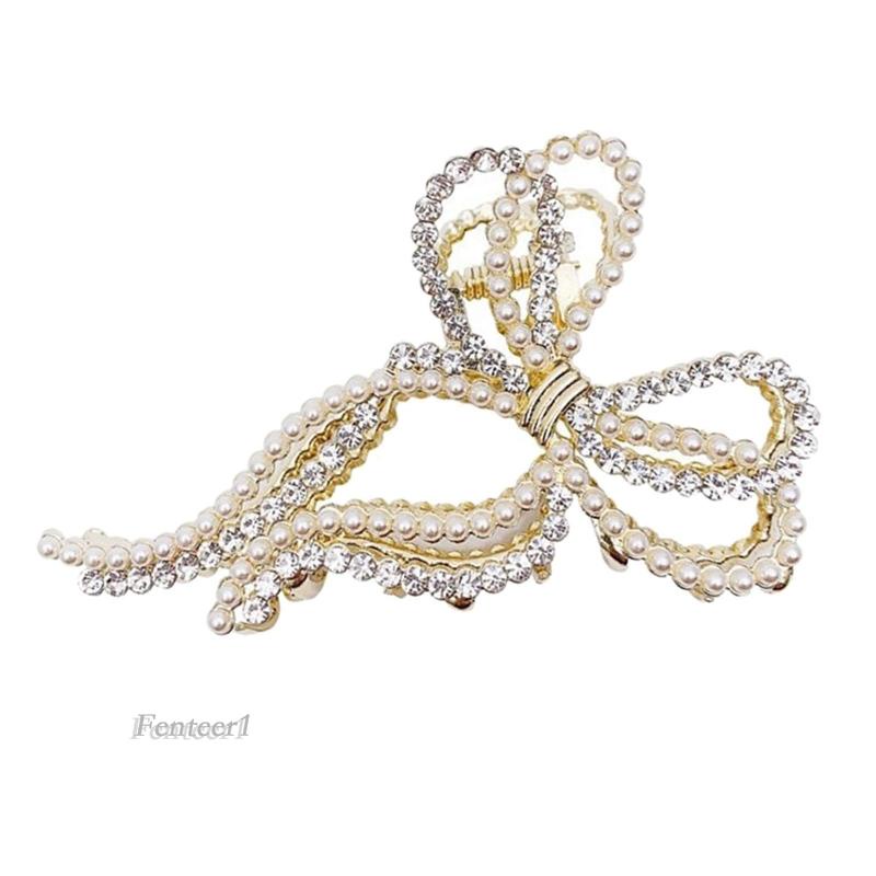 [Fenteer1] Kẹp Tóc Móng Vuốt Đính Nơ Chống Trượt Thanh Lịch Cho Tóc Dày