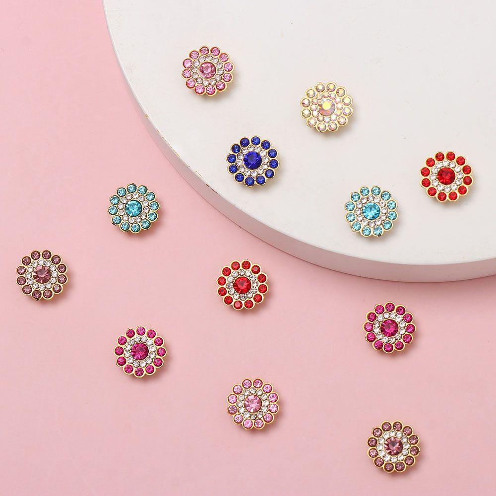 CACTU Bộ 10 Nút Áo Hình Hoa Đính Đá Lấp Lánh 14mm