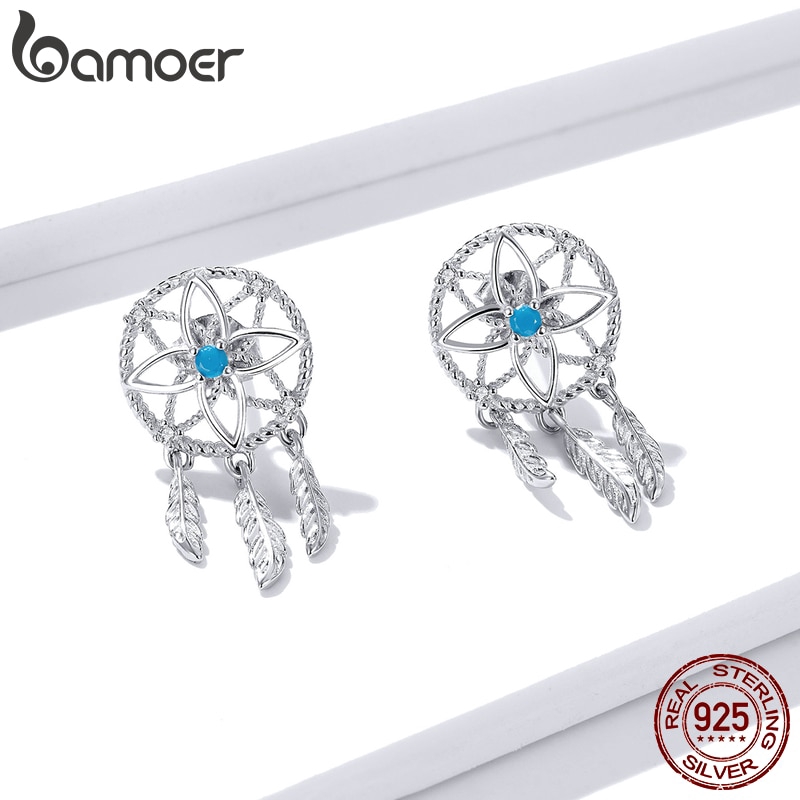 Khuyên Tai Bamoer BSE339 Từ Bạc 925 Hình Dreamcatcher