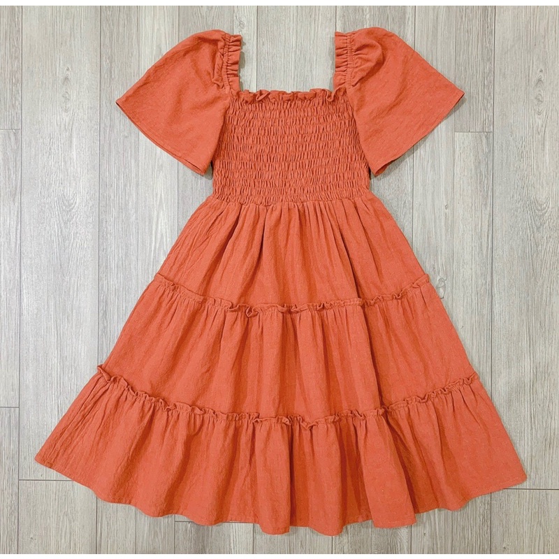 Váy smock chun ngực tay bồng-HÀNG SALE KO ĐỔI TRẢ