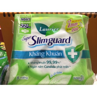 Băng vệ sinh laurier super slimguard kháng khuẩn cho ngày vừa và nhiều 22,5cm: 1mm siêu mỏng siêu thấm 200 lần