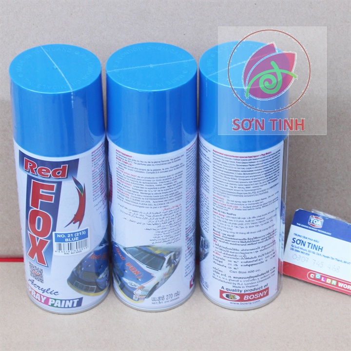 Sơn xịt RED FOX màu XANH Da trời BLUE 213 (No. 21) sản xuất tại Thái Lan