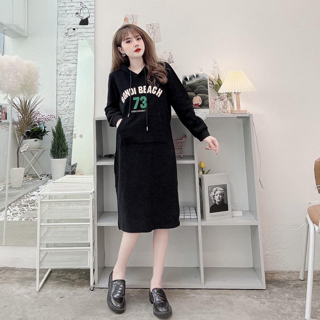 Đầm suông dài , váy suông bầu thu đông chất nỉ Gemmy House Bondi