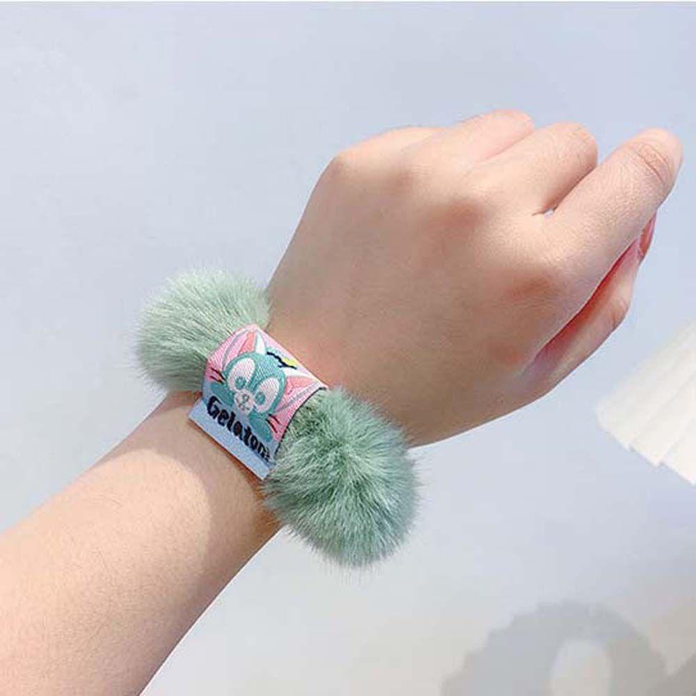 TWINKLE Dây Cột Tóc Lông Nhung Mềm Mại Co Giãn Hình Chú Sóc / Hoa Cúc Thời Trang