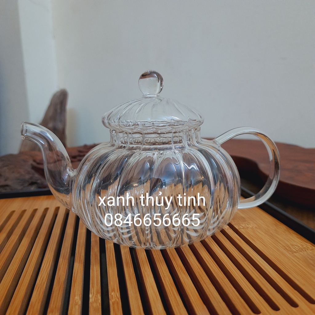 Ấm thủy tinh chịu nhiệt pha trà hoa, trà lá