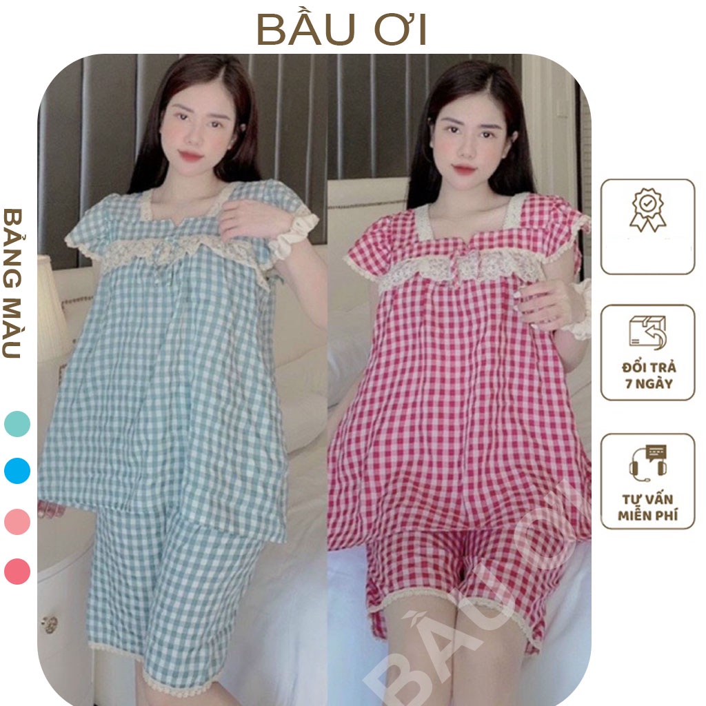 [BAUOI B06] BỘ LỬNG KẺ MÙA HÈ CHO MẸ BẦU VÀ SAU SINH, SÁT NÁCH MÁT MẺ CHO MẸ MÀU SẮC NHẸ NHÀNG, QUẦN ÁO BẦU ĐẸP